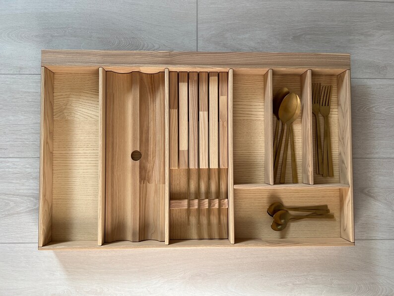 Kitchen Drawer Organizer, Silverware Drawer Organizer, Wood Drawer Organizer, Custom Silverware