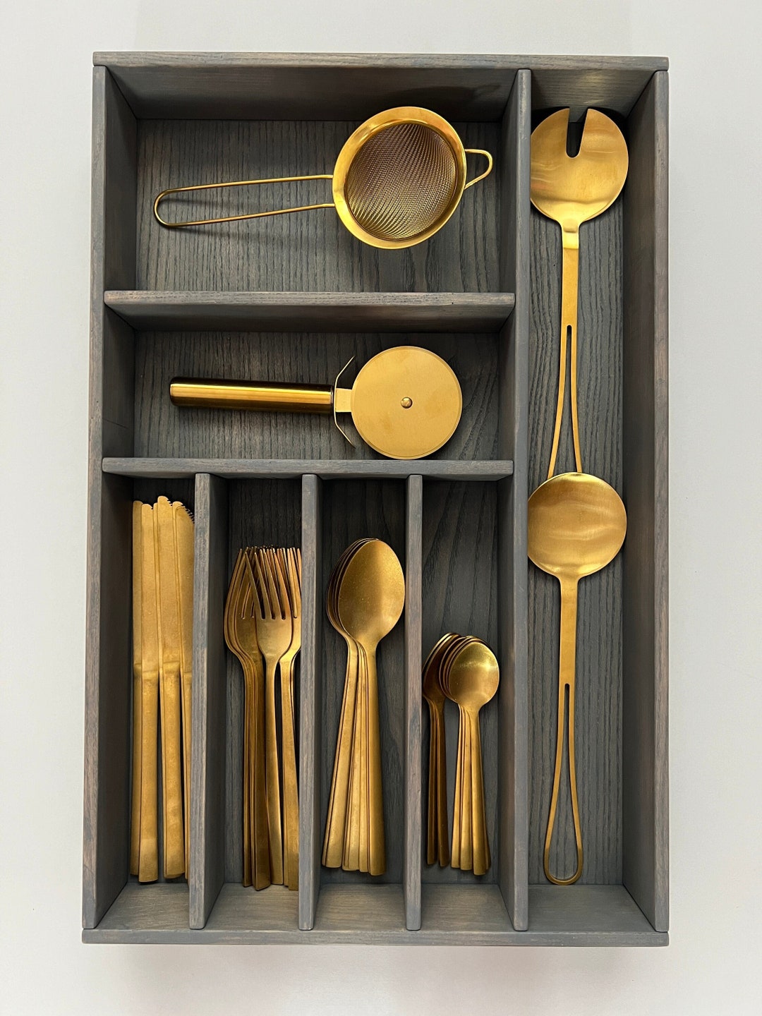 Custom Kitchen Drawer Organizer, Modern Ash Wood Insert - Color ...