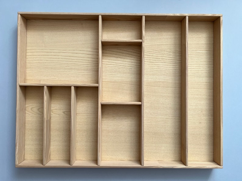 Custom Ash Wood Drawer Organizer: Handmade Kitchen Utensil Tray - Etsy