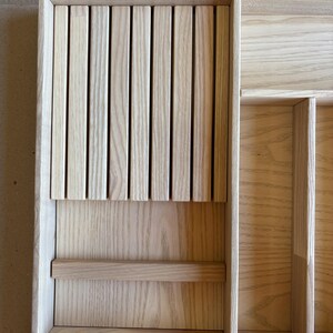 Ready to Ship | Drawer Organizer with 8-Knife Insert – Solid Ash Wood Tray for Silverware – 20.8In x 19.8In | CRAFTOLAS