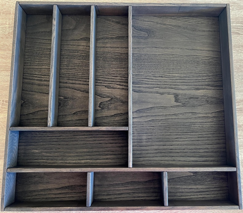 Custom Black Ash Wood Silverware Drawer Organizer: Handmade Kitchen ...