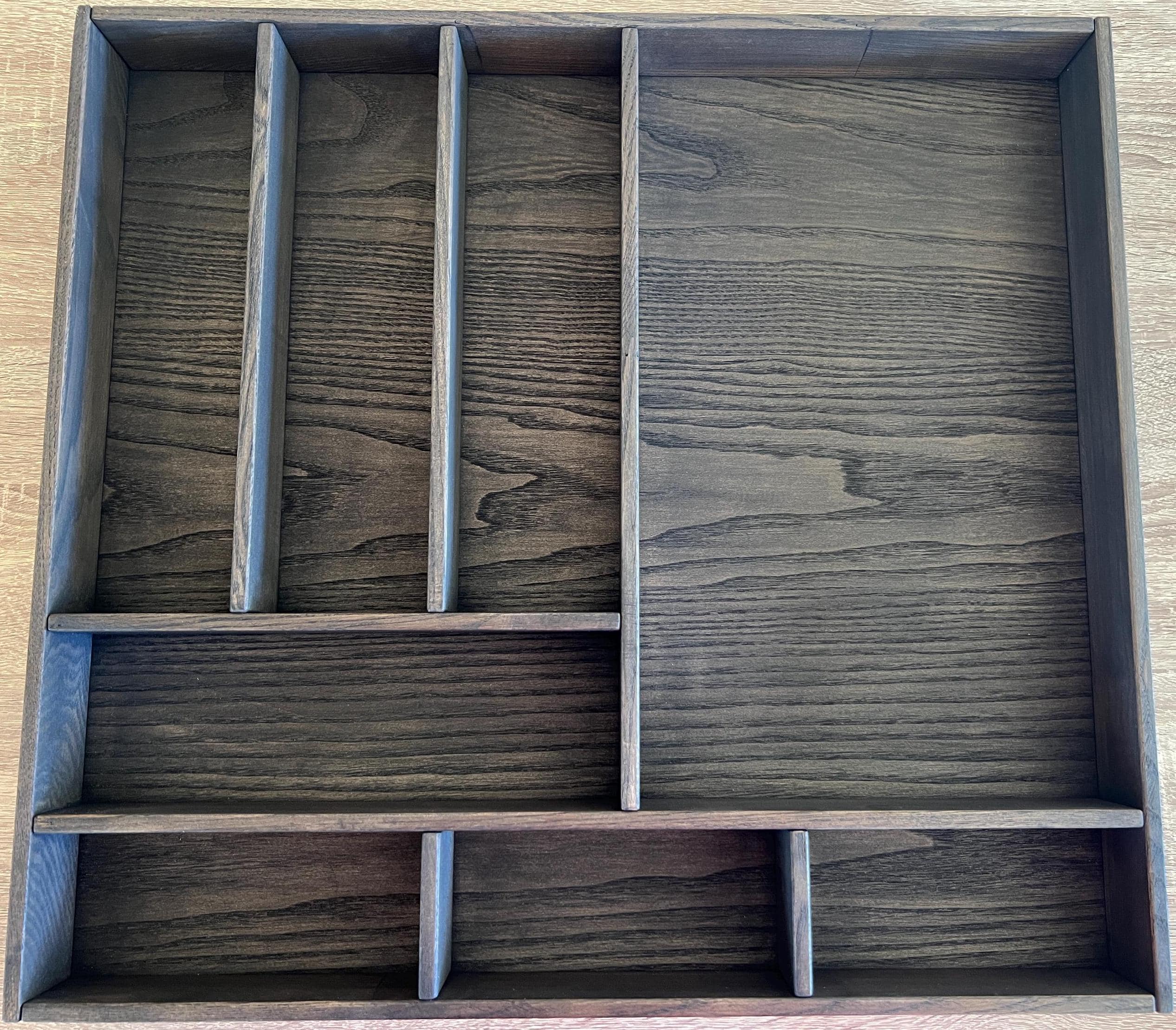 Custom Black Ash Wood Silverware Drawer Organizer: Handmade Kitchen ...