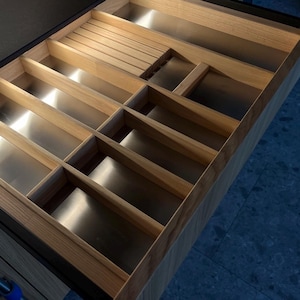Custom Kitchen Drawer Organizer with Stainless Steel Base, Custom Stainless Steel Tray | CRAFTOLAS
