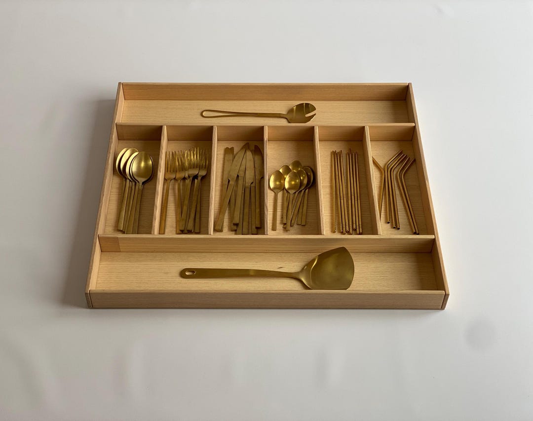 Custom Ash Wood Silverware Drawer Organizer: Kitchen Utensil Storage - Etsy