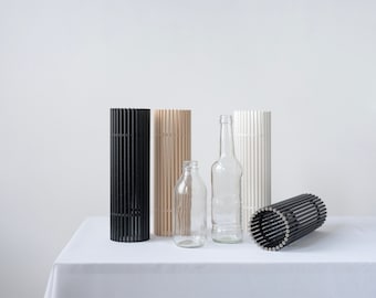 Set of 3 tall vases 71V01.300.WHITE/BROWN/BLACK with bottom / eco friendly and geometric / minimalist and modern