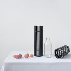 Tall vase 71V01.300.BLACK with bottom / eco friendly and geometric / minimalist and modern