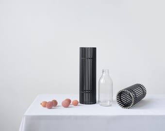 Tall vase 71V01.300.BLACK with bottom / eco friendly and geometric / minimalist and modern