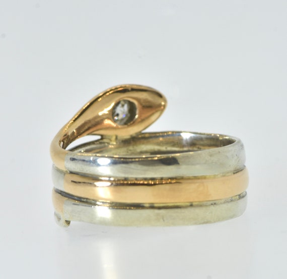 Antique Snake Ring with a Mine Cut Diamond  &  Bu… - image 4