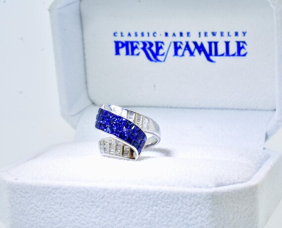 Sapphire, Diamond and 18k White Gold Ring - image 8