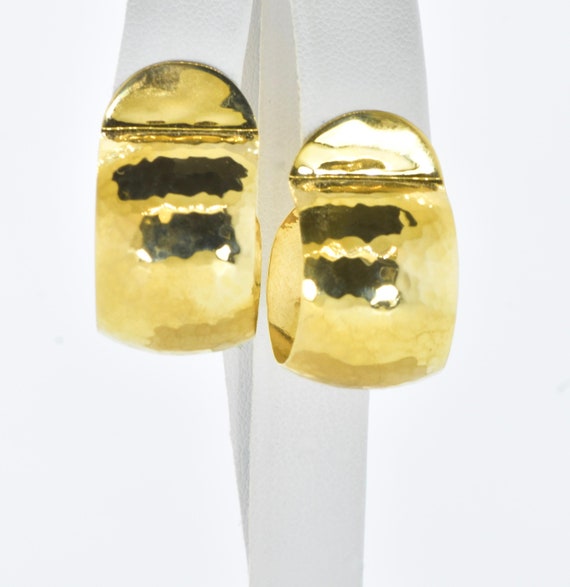 Hoop Style Earrings in Bright Yellow Gold, Hammer… - image 4