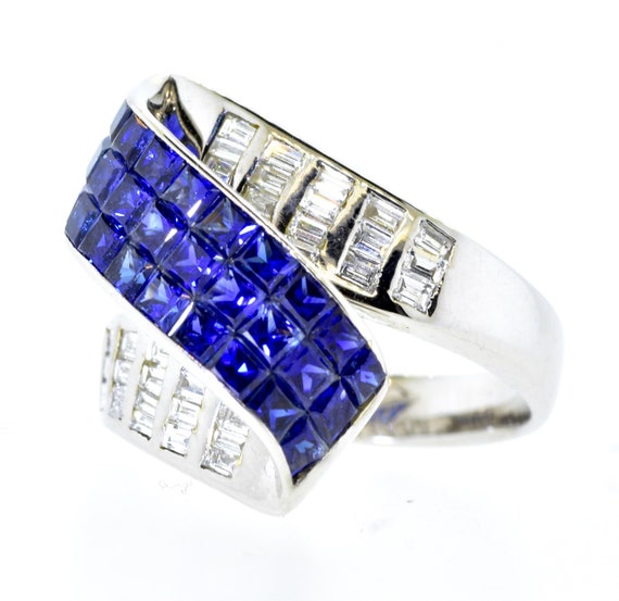 Sapphire, Diamond and 18k White Gold Ring - image 10