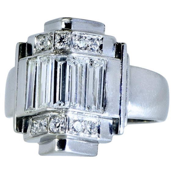 Art Deco Fancy Cut Diamond Platinum Ring, Circa 19