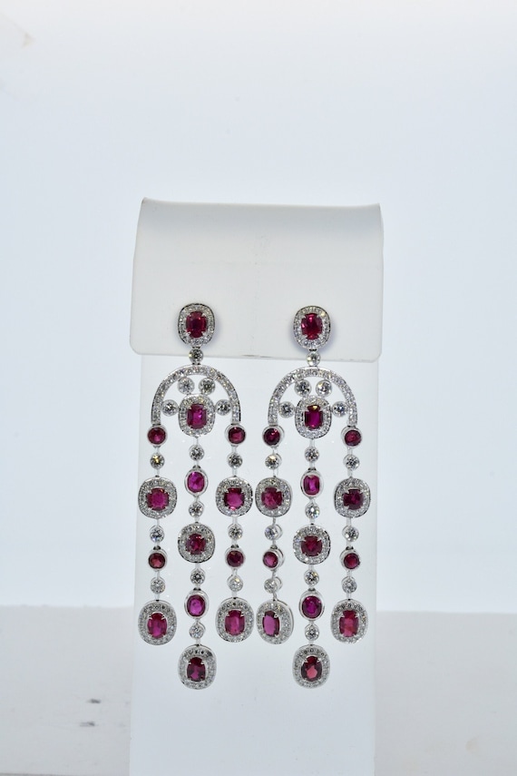 Natural Ruby and Fine Diamond Chandelier Earrings,