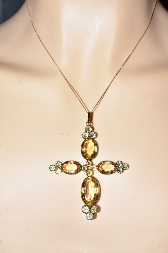 Antique Citrine and Gold Cross, c. 1840