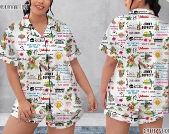 Jimmy Buffett Pajamas Short Set, Jimmy Buffett Pajamas Set, Holiday Pajamas Set, Pajamas Pants, Women Pajamas, Sleepwear Pyjamas