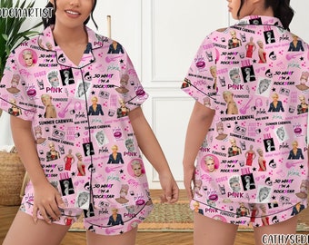 P!nk Summer Carnival Pajamas Short Set, P!nk Pajamas Set, Holiday Pajamas Set, Pantalones de pijama, Pijamas de mujer, Pijamas de dormir