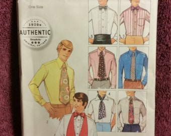 simplicity's 1970's Authentic Men's Shirt,Vest,and Tie sewing pattern One size