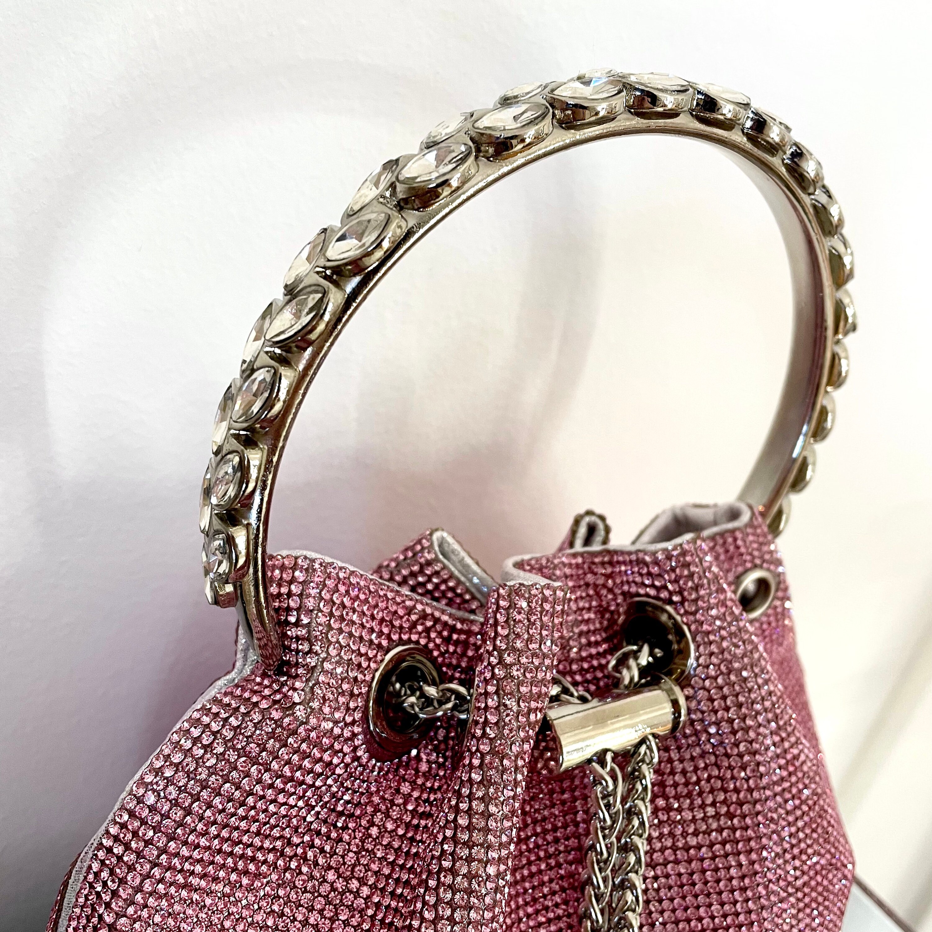 Bag Diamond Party Pink, Pink Luxury Bags Bling, Handbag Pink Bow