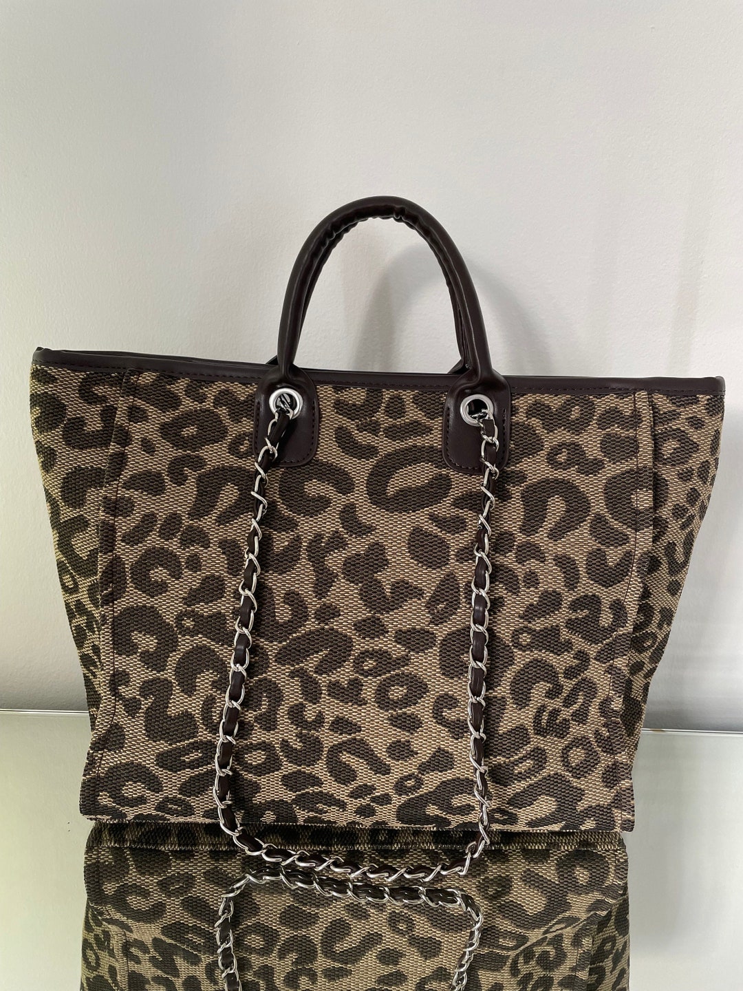 Leopard Print Canvas Tote Bag Handbag Gift for Her Etsy
