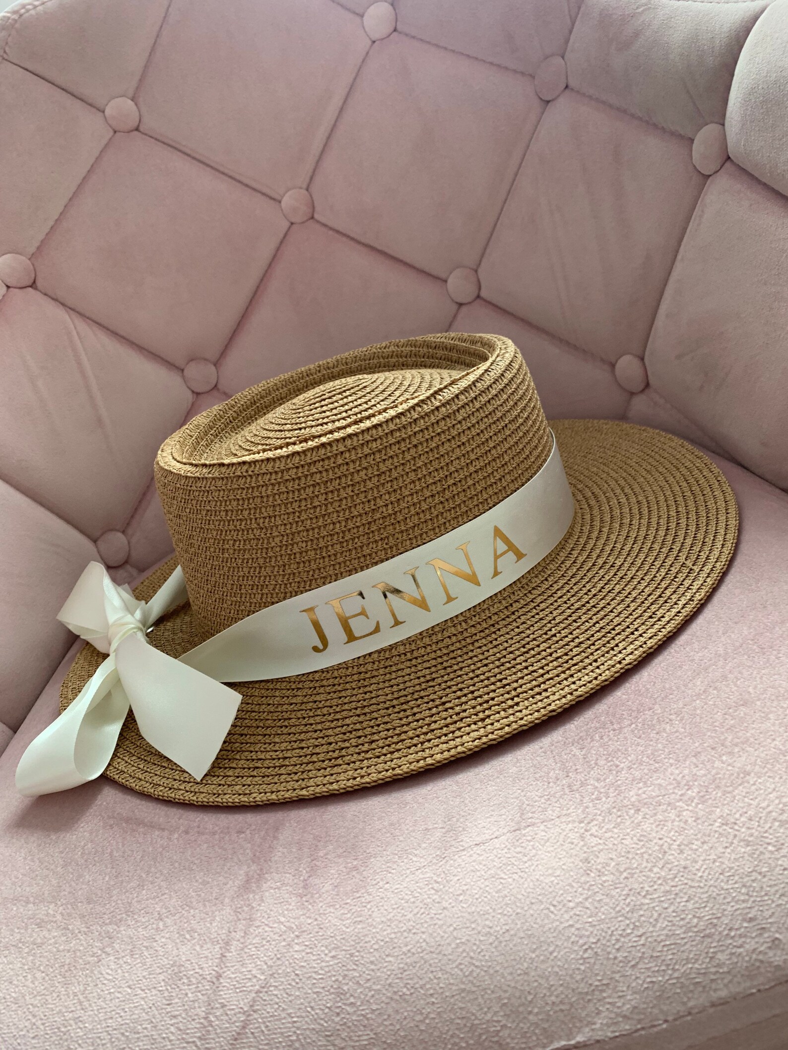 Personalised Beach Hat Sun Fedora Monogram Customised Straw Etsy UK