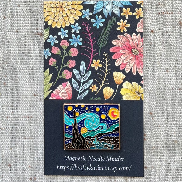 Starry Night Magnetic Needle Minder/Needle Nanny for embroidery, needle work, cross stitch, hand sewing.