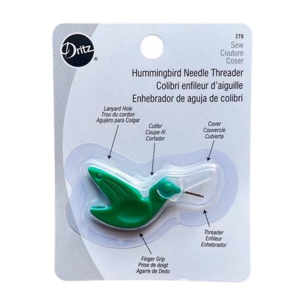 Dritz hummingbird needle threader with cutter for embroidery, cross stitch, needle work