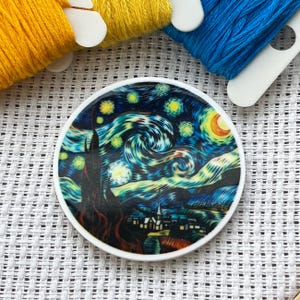 Large Starry Night painting magnetic needle minder/ nanny for embroidery, needle work, cross stitch, hand sewing, needlepoint
