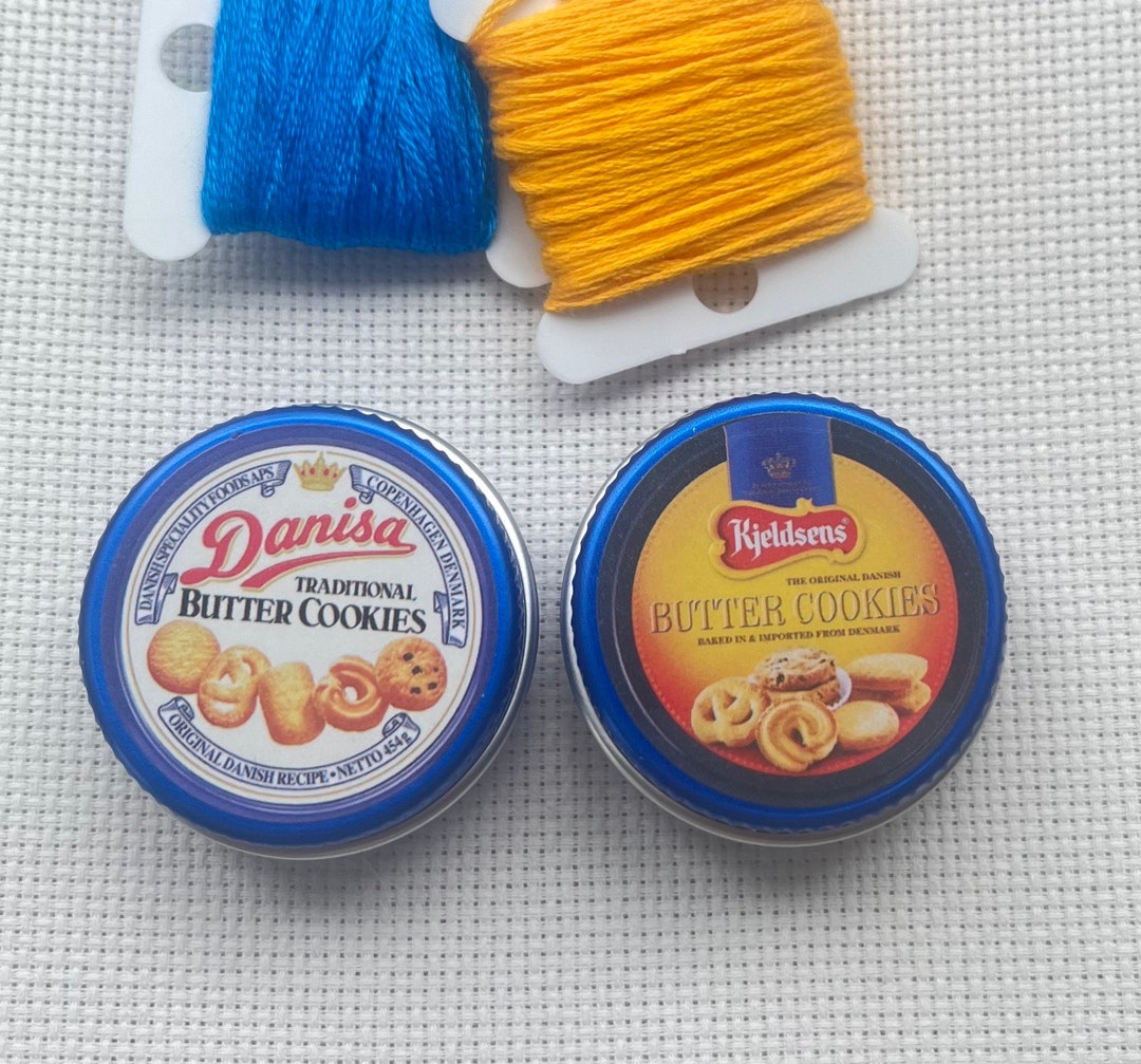 Miniature Danisa or Kjeldsens Butter Cookie Tin Needle Minder/nanny for Embroidery