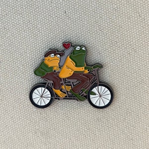 Frog and Toad on bike magnetic needle minder/ Nanny for embroidery, needle work, cross stitch, hand sewing, needlepoint.