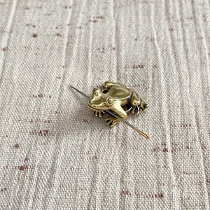 Mini Brass Frog Needle Minder/Needle Nanny for Embroidery, Cross Stitch, Needle Work.