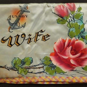 Silk Lingerie Bag Navy Wife WWll Vintage Souvenir American Flag World War Militaria