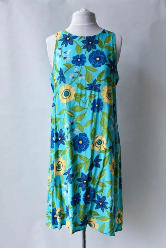 Vintage 90s slip dress floral summer holiday beac… - image 1