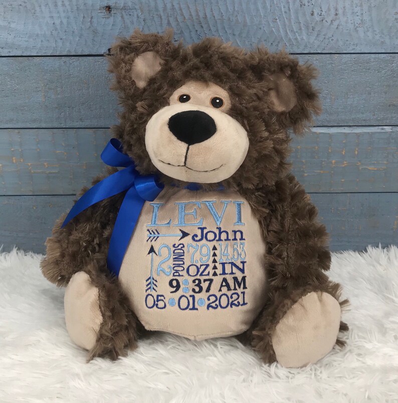 Personalized Stuffed Brown Bear Personalized Baby Giftbirth Etsy