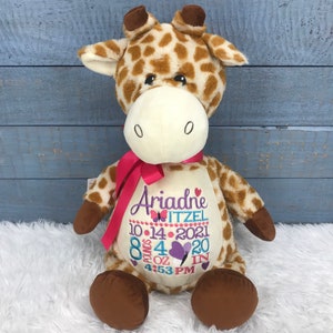 Personalized Stuffed Giraffe, Personalized Baby Gift,Birth Announcement Stuffed Animal,Baptism gift, Adoption gift, Giraffe