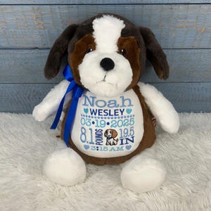 Personalized Stuffed Beagle, Personalized Baby Gift, Birth Announcement Stuffed Animal, Baptism gift, Adoption gift, Beagle, Stuffed Dog