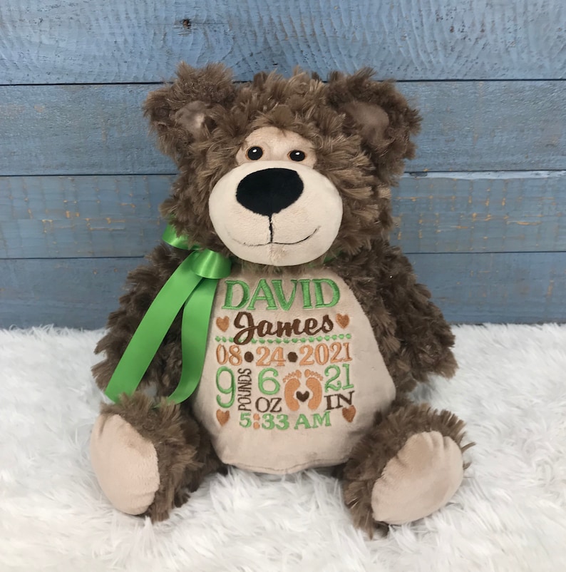 Personalized Stuffed Brown Bear Personalized Baby Giftbirth Etsy