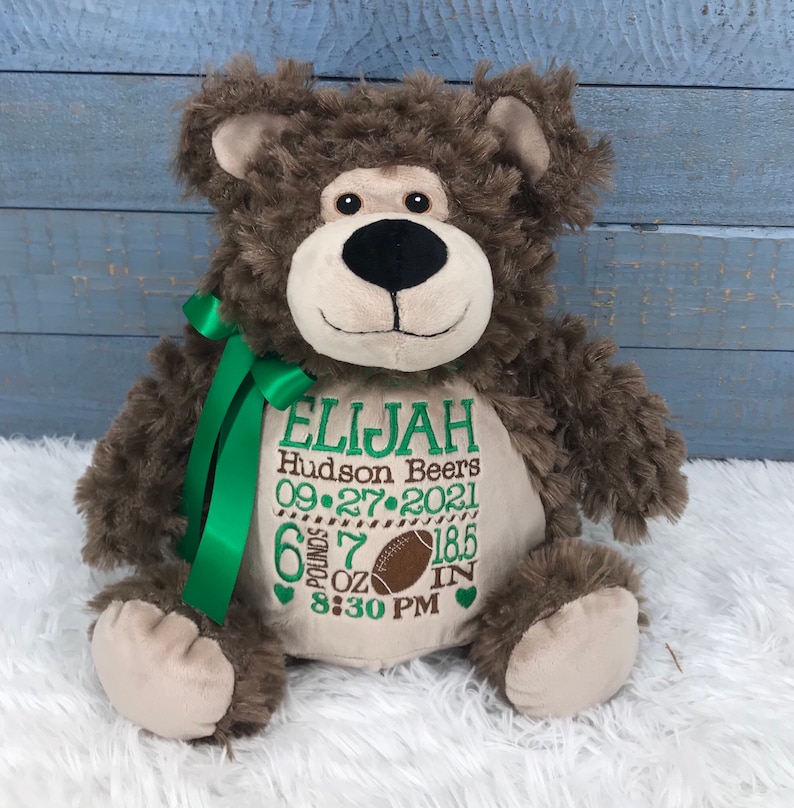 Personalized Stuffed Brown Bear Personalized Baby Giftbirth Etsy