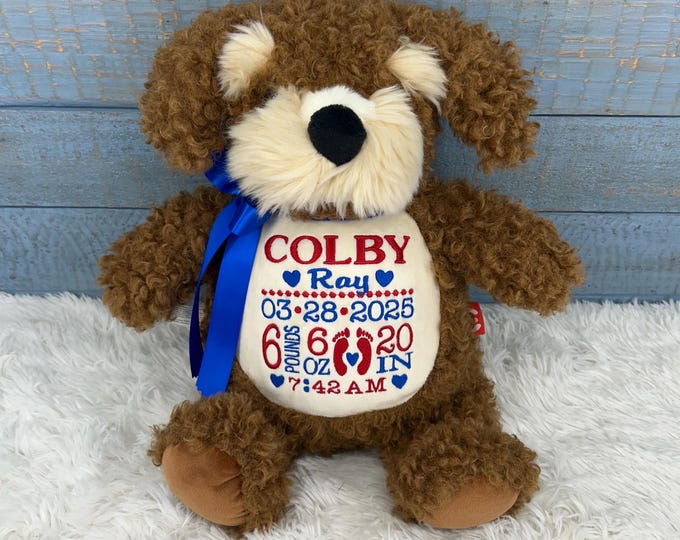Personalized Stuffed Cockapoo: Embroidered Birth Announcement Gift - Etsy