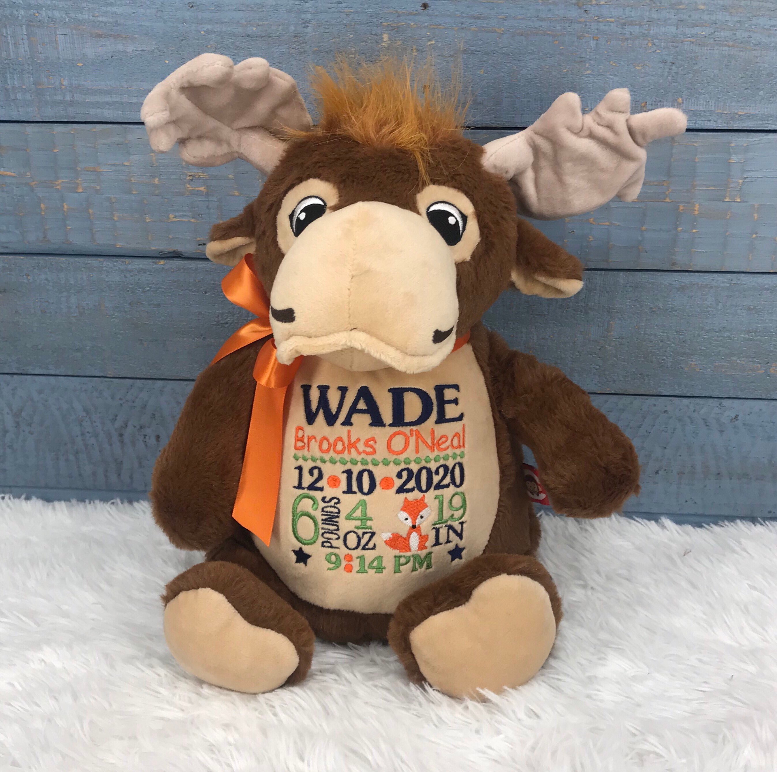Personalized Stuffed Moose Personalized Baby GiftBirth Etsy
