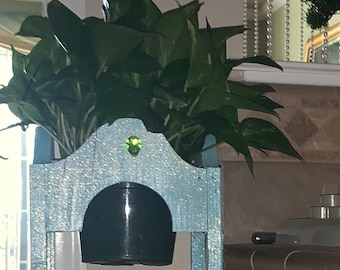 Blue Wooden Plant Stand, Retro Style, California Artist