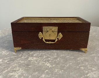 Wooden Jewelry Box Brown And Gold