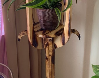 Flamingo Wooden Plant Stand, Unique Indoor Decor
