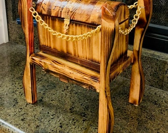 Handmade Wooden Jewelry Box With Stand, Native American Artist