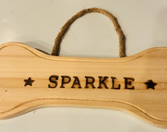 Personalized Wood Pet Sign, Handmade Dog Bone Plaque