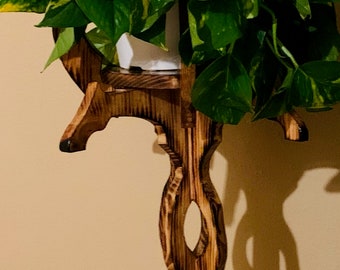 Horse Head Wooden Plant Stand, Handmade Native American Art