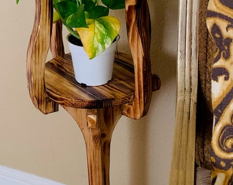 Handmade Wooden Plant Stand, Indoor Decor, Native American Artist SKY