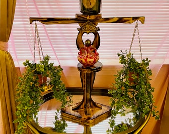 Handmade Libra Succulent Holder, Rare Plant Decor, Includes Plastic Succulents