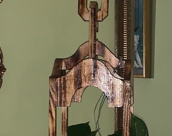 Dark Brown Wooden Plant Hanger, Native American Design