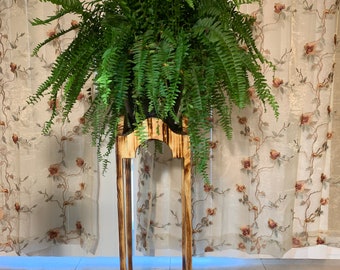 Handmade Wooden Plant Stand: Two-Pot Retro Design