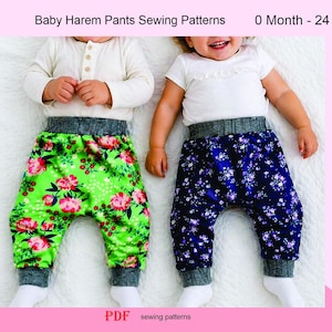 Naaipatroon voor babyharembroekjes, unisex PDF-naaipatroon, direct te downloaden, maten 0 maanden - 24 maanden